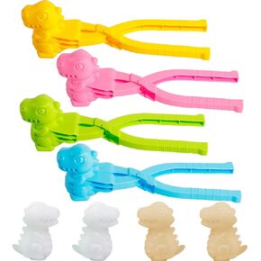 4 Pcs/Set Snowball Maker Clips, Dinosaur Shaped Snow Ball Maker Clips Clamps Outdoor Winter Play Snow Toys Plastic Sand Molds Clay Tools for Kids Adults Snowball Fight Beach Player (Dinosaur) in Kuwait