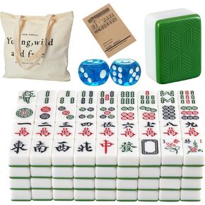 مجموعات ألعاب YINIUREN Mahjong مقاس كبير 1.6 بوصة 144 بلاط ماجونج مجموعة ألعاب ماجونج صينية ميلامين (أخضر، 1.6 بوصة 40 مم) in Kuwait