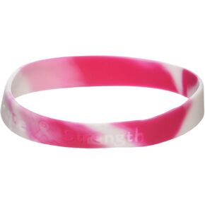 Fun Express 12 Ribbon Silicone Camouflage Bracelets Breast Cancer Awareness Wrist Bands, Pink in Saudi Arabia