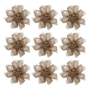 9PCS Handmade Burlap Flowers Rustic Jute Twine Rose for DIY Handmade Wedding Party Home Embellishment Decor (3.15 Inch in Diameter) in Saudi Arabia