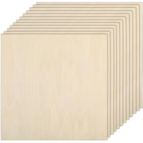 12 Pack Basswood Plywood Sheets 6 x 6 x 1/5 Inch-5 mm Thick Basswood Plywood Board Wood Squares Sheets Natural Unfinished Wood for Crafts, Painting, Model Making, Wood Burning and Laser Projects in Kuwait