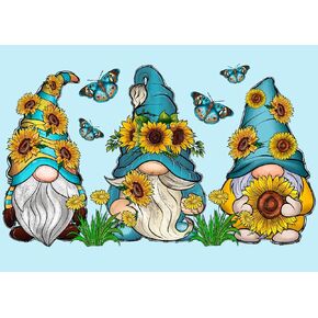 FOXKISS Gnome Diamond Art Painting Kits for Adults, Full Drill Diamond Dots Paintings for Beginners, Round 5D Paint with Diamonds Pictures Gem Art Painting Kits DIY Crafts Kits 12x16inch