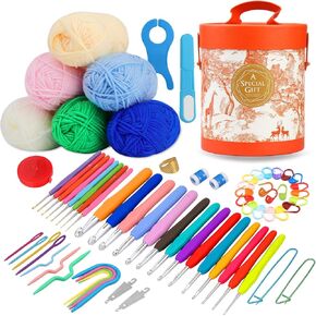 LUNARM Crochet Kit, 70 Piece Crochet Set with Crochet Yarn Crochet Hook Knitting Needles and Crochet Accessories, Crochet Starter Kit with Storage Box for Adults Beginner and Professionals in Kuwait