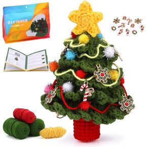 SOTYIOO Crochet Kit for Beginners, Christmas Tree Crochet Set DIY Gift for Starters Adult Kids Instruction and Video Tutorials (40%+ Yarn) in Kuwait