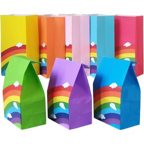Future Life Future life 24 pcs Balloon Party Favor Paper Bags, 5.2 x 3.2 x 9.6 Inch, Food Safe Kraft Paper & Ink, Natural (Biodegradable), Vivid Colored, Party Favor,Give Away Bags.