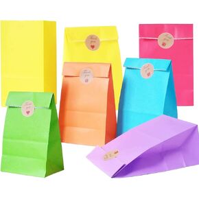 Future Life Future life 24 pcs Balloon Party Favor Paper Bags, 5.2 x 3.2 x 9.6 Inch, Food Safe Kraft Paper & Ink, Natural (Biodegradable), Vivid Colored, Party Favor,Give Away Bags.