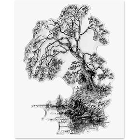 Tree by The River Clear Stamps for Card Making Scrapbooking DIY Decoration, Background Transparent Stamp for Crafting Embossing in Kuwait