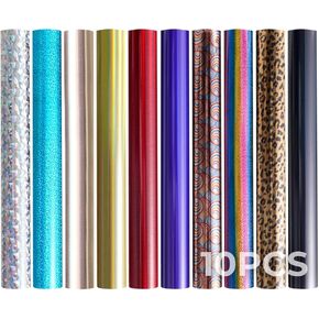 حزمة فينيل ناقل للحرارة من اتش تي في: 10 عبوات مقاس 12 انش × 10 انش من الفينيل تثبت بالكي على التيشيرتات، 10 اوراق الوان متنوعة، فينيل قابل للكي لاقمشة التيشيرتات التي تصنعها بنفسك in Kuwait