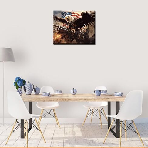 Tucocoo American Flag DIY Paint by Numbers for Kids Flying Eagle Painting Kits for Adults Beginners Freedom Bird DIY Oil Painting Picture Art Home Wall Decoration Gifts 16''x20''Inch Frameless in Kuwait