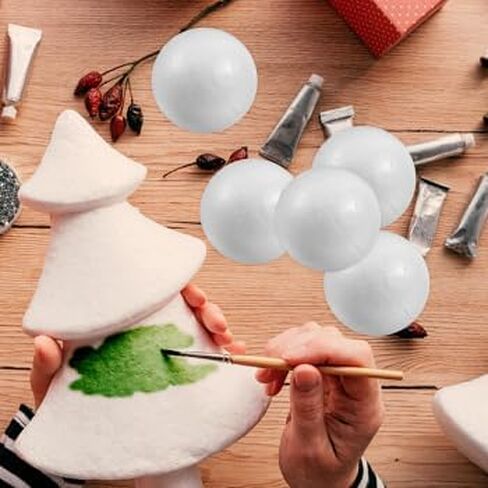 EXCEART 50 قطعة من كرات الفوم الحرفية البيضاء الحرفية رغوة البوليسترين جولة كرات الستايروفوم رغوة كرات كرات عيد الميلاد ترتيب الزهور 6 سم in Kuwait