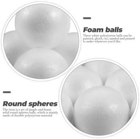 EXCEART 50 قطعة من كرات الفوم الحرفية البيضاء الحرفية رغوة البوليسترين جولة كرات الستايروفوم رغوة كرات كرات عيد الميلاد ترتيب الزهور 6 سم in Kuwait