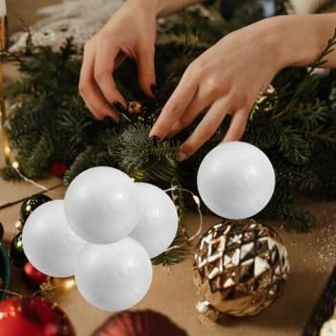 EXCEART 50 قطعة من كرات الفوم الحرفية البيضاء الحرفية رغوة البوليسترين جولة كرات الستايروفوم رغوة كرات كرات عيد الميلاد ترتيب الزهور 6 سم in Kuwait