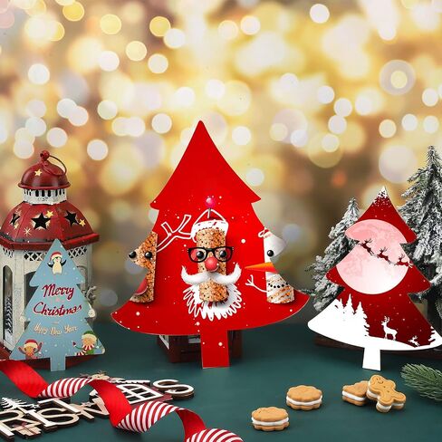 6 Pieces Wooden Christmas Tree Cutouts Shape Unpainted Wood Slice Unfinished Wood Plaque Craft Blank Decorative Blank for Crafts DIY Project Christmas Party Wedding Ornament, 3 Sizes in Saudi Arabia