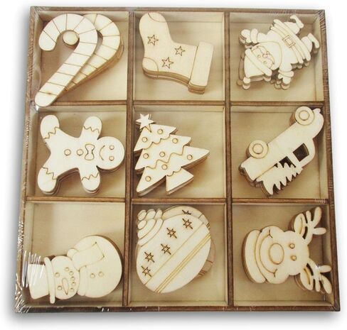 أيقونات صغيرة لعطلة عيد الميلاد على شكل خشب مقطوعة بالليزر - 54 قطعة in Kuwait