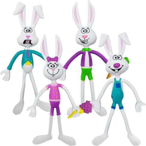 ArtCreativity Bendable Bunny Fidget Toys, Set of 8, Stress Relief, 4 Colorful Designs, Carnival Party Favors & Pinata Stuffers in Saudi Arabia