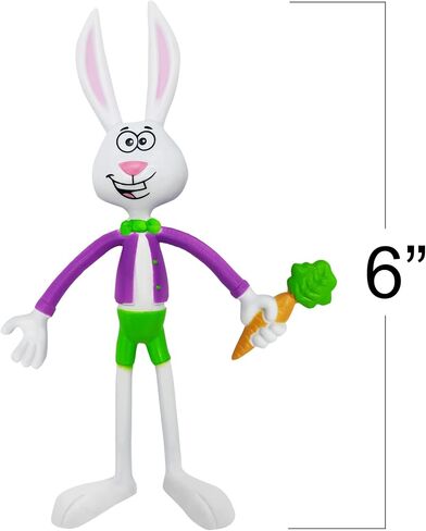 ArtCreativity Bendable Bunny Fidget Toys, Set of 8, Stress Relief, 4 Colorful Designs, Carnival Party Favors & Pinata Stuffers in Saudi Arabia