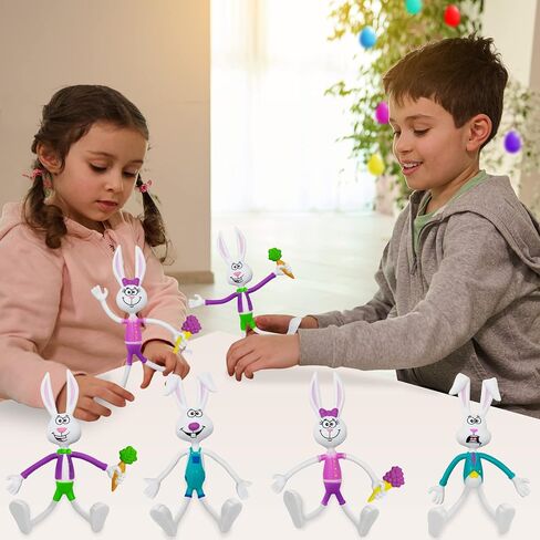 ArtCreativity Bendable Bunny Fidget Toys, Set of 8, Stress Relief, 4 Colorful Designs, Carnival Party Favors & Pinata Stuffers in Saudi Arabia