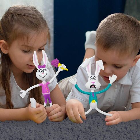 ArtCreativity Bendable Bunny Fidget Toys, Set of 8, Stress Relief, 4 Colorful Designs, Carnival Party Favors & Pinata Stuffers in Saudi Arabia