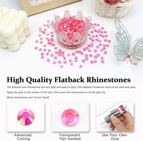 10000PCS 2mm Resin Flatback Rhinestone, Transparent Light Pink AB Flatback Jelly Rhinestones for Crafts, Tumblers, Mugs, Bottles, Nails, Loose Bling Diamond Gems Stone in Kuwait