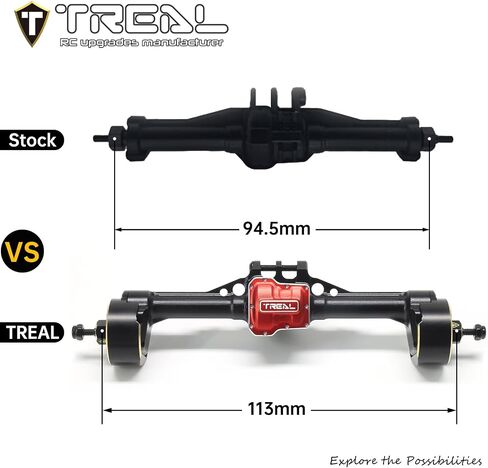 TREAL TRX4M Rear Portal Axles Complete Kit Aluminum 7075 CNC Machined Axle Housing for 1/18 TRX-4M (Black) in Saudi Arabia