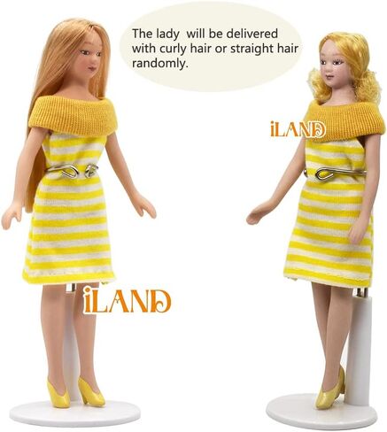 iLAND Dollhouse People بمقياس 1/12، دمية عائلة بيت الدمى بما في ذلك الأم والأب والبنات والرضع (العائلة الحديثة 5 قطع) in Kuwait