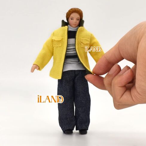 iLAND Dollhouse People بمقياس 1/12، دمية عائلة بيت الدمى بما في ذلك الأم والأب والبنات والرضع (العائلة الحديثة 5 قطع) in Kuwait