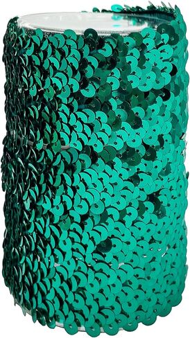 شريط قماش مرن مسطح لامع قابل للتمدد من قماش Paillette - 0.98 بوصة 10 ياردات مزين بالترتر المعدني ودانتيل مرن لفستان تزيين عصابة الرأس أرجواني in Kuwait