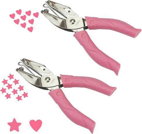 قطعتان من خرامة الورق المحمولة باليد، خرامة معدنية ذات فتحة واحدة، خرامة ورق على شكل قلب، خرامة ابدأ مع مقبض ناعم من السيليكون لعلامات الحرف اليدوية in Kuwait