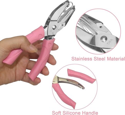 قطعتان من خرامة الورق المحمولة باليد، خرامة معدنية ذات فتحة واحدة، خرامة ورق على شكل قلب، خرامة ابدأ مع مقبض ناعم من السيليكون لعلامات الحرف اليدوية in Kuwait