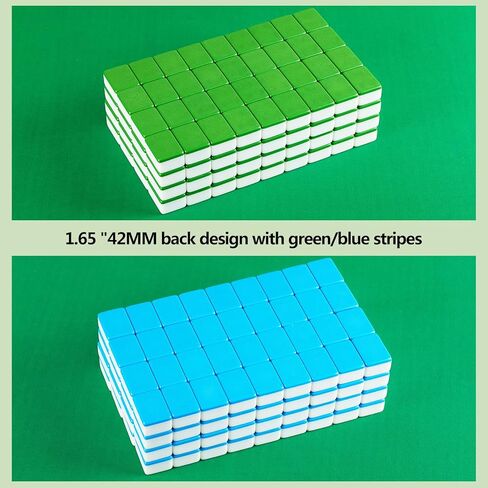 مجموعات ألعاب YINIUREN Mahjong مقاس كبير 1.6 بوصة 144 بلاط ماجونج مجموعة ألعاب ماجونج صينية ميلامين (أخضر، 1.6 بوصة 40 مم) in Kuwait