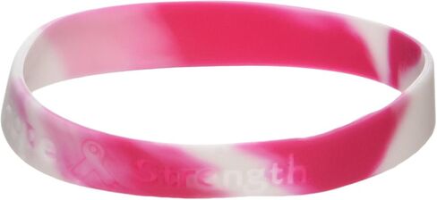 Fun Express 12 Ribbon Silicone Camouflage Bracelets Breast Cancer Awareness Wrist Bands, Pink in Saudi Arabia