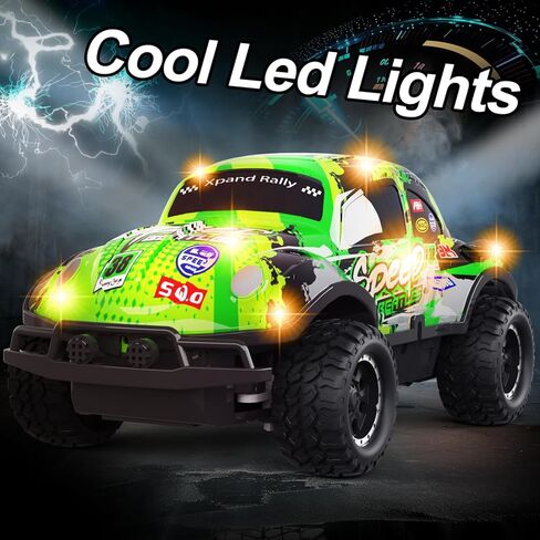 سيارة تحكم عن بعد، ألعاب سيارات سباق مضيئة بمقياس 1/24، سيارة RC للأطفال مع أضواء LED رائعة، ألعاب سيارات هواية RC هدايا عيد ميلاد لعمر 3 4 5 6 7 8 سنوات للأولاد والبنات in Kuwait