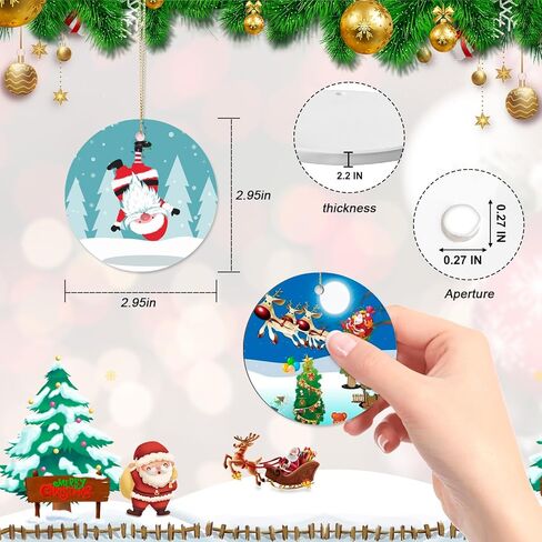 Sublimation Ceramic Ornaments Sublimation Ornament Blanks Bulk Ceramic Discs Ornament for Heat Press Printing White Round Porcelain Ornament Personalized Xmas Tree Ornament(10 PCS) in Kuwait