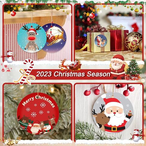 Sublimation Ceramic Ornaments Sublimation Ornament Blanks Bulk Ceramic Discs Ornament for Heat Press Printing White Round Porcelain Ornament Personalized Xmas Tree Ornament(10 PCS) in Kuwait