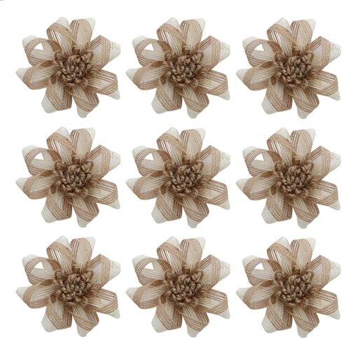 9PCS Handmade Burlap Flowers Rustic Jute Twine Rose for DIY Handmade Wedding Party Home Embellishment Decor (3.15 Inch in Diameter) in Saudi Arabia