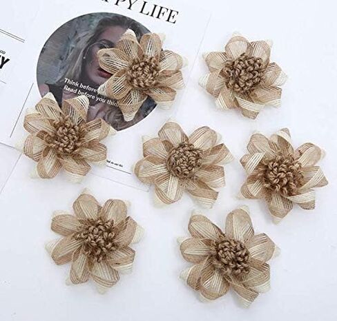 9PCS Handmade Burlap Flowers Rustic Jute Twine Rose for DIY Handmade Wedding Party Home Embellishment Decor (3.15 Inch in Diameter) in Saudi Arabia
