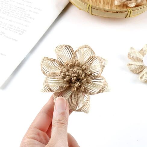 9PCS Handmade Burlap Flowers Rustic Jute Twine Rose for DIY Handmade Wedding Party Home Embellishment Decor (3.15 Inch in Diameter) in Saudi Arabia