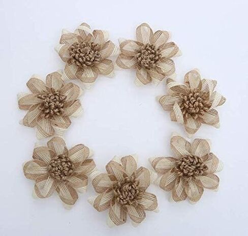 9PCS Handmade Burlap Flowers Rustic Jute Twine Rose for DIY Handmade Wedding Party Home Embellishment Decor (3.15 Inch in Diameter) in Saudi Arabia