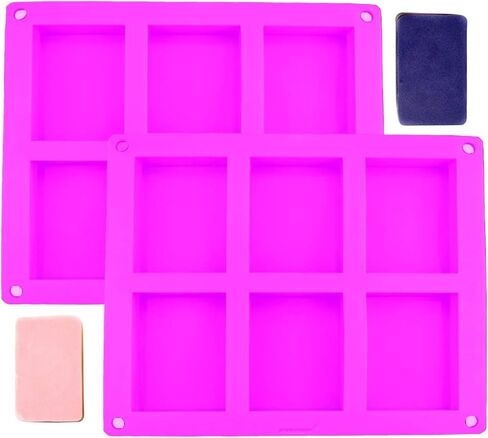 Set of 3 Purple Silicone Rice Crispy, Cold Press, Soap Molds Homemade Craft Old Fashion Soap Bar Mold Silicone Molds for Cake Baking Tart Pudding Cookie Making, Rectangle Shape (3 x PURPLE) in Kuwait