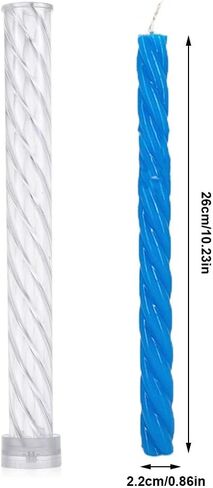 Chris.W Twist Candle Mold 10 Inch, Clear Plastic Spiral Candlesticks Candle Making Mold Supplies-Perfect for Wedding, Dinner Table, Home Decor, Party, Emergency Candles, Chime Candles in Saudi Arabia