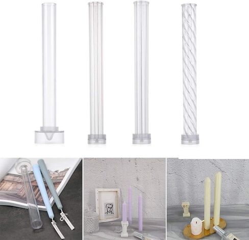 Chris.W Twist Candle Mold 10 Inch, Clear Plastic Spiral Candlesticks Candle Making Mold Supplies-Perfect for Wedding, Dinner Table, Home Decor, Party, Emergency Candles, Chime Candles in Saudi Arabia
