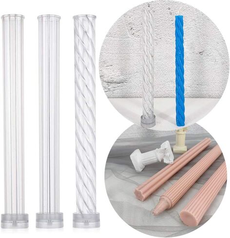 Chris.W Twist Candle Mold 10 Inch, Clear Plastic Spiral Candlesticks Candle Making Mold Supplies-Perfect for Wedding, Dinner Table, Home Decor, Party, Emergency Candles, Chime Candles in Saudi Arabia