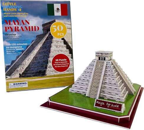 Little Learning Hands 3D Puzzles for Adults and Kids | Mayan Pyramid 3D Puzzle | Mexico Architecture Model Kit | Birthday Gifts for Kids, Teens and Adults in Kuwait