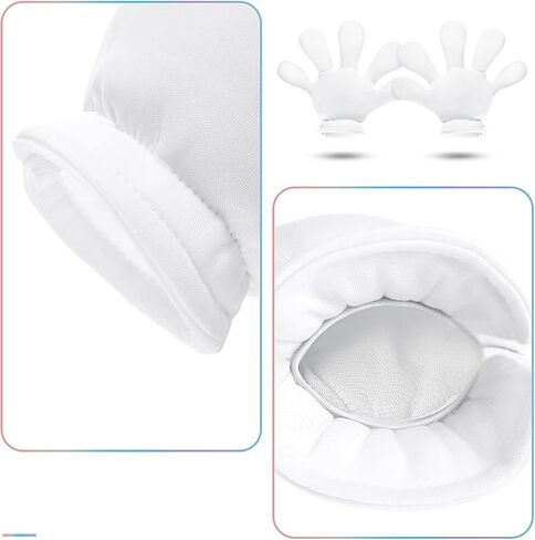 قفازات تنكرية للهالوين بتصميم يدين كرتونية بيضاء جامبو باصابع بيضاء، زي تنكري للهالوين، اكسسوار تنكري لحفلات الهالوين، مقاس S in Kuwait