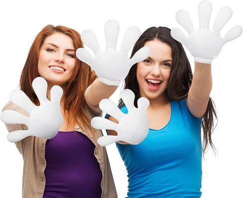 قفازات تنكرية للهالوين بتصميم يدين كرتونية بيضاء جامبو باصابع بيضاء، زي تنكري للهالوين، اكسسوار تنكري لحفلات الهالوين، مقاس S in Kuwait