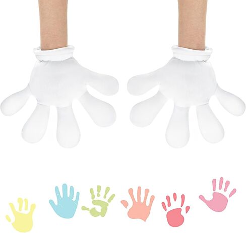 قفازات تنكرية للهالوين بتصميم يدين كرتونية بيضاء جامبو باصابع بيضاء، زي تنكري للهالوين، اكسسوار تنكري لحفلات الهالوين، مقاس S in Kuwait