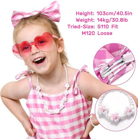 فستان تنكري منقوش للفتيات من Golray، 7 قطع، فستان جميل منزلق مع إكسسوارات زي فيلم عيد الميلاد والهالوين للفتيات in Kuwait