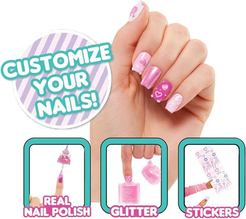 LOL Surprise OMG Sweet Nails – Kitty K Café with 15 Surprises, Including Real Nail Polish, Press On Nails, Sticker Sheets, Glitter, 1 Fashion Doll, and More! – Great Gift for Kids Ages 4+ in Kuwait
