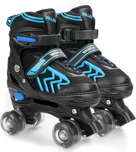 Kids Roller Skates for Boys Adjustable Roller Skates for Men Women Girls with 8 Wheels Lighting for Indoor Outdoor Quad Skates in Kuwait