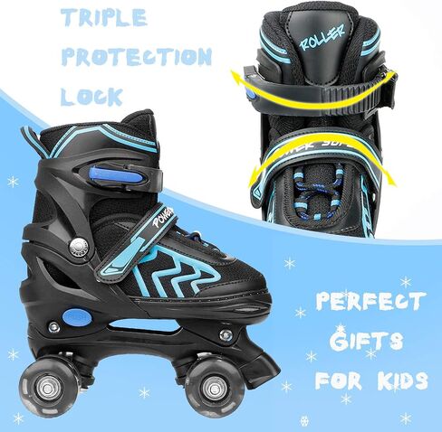 Kids Roller Skates for Boys Adjustable Roller Skates for Men Women Girls with 8 Wheels Lighting for Indoor Outdoor Quad Skates in Kuwait